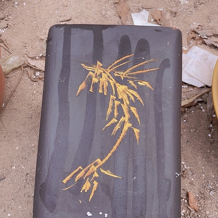 紫砂17黑四方花盆花盆