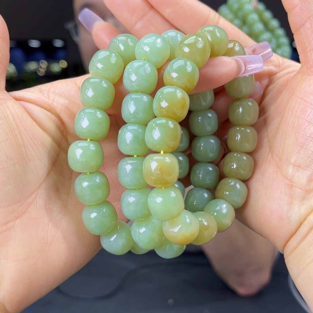 未镶嵌手串和田玉天然新疆若羌青黄口14多样性发货拍一发一微暇