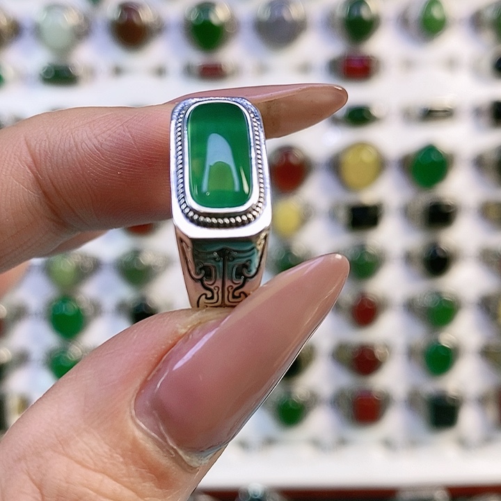 银S925镶嵌戒指玛瑙/玉髓