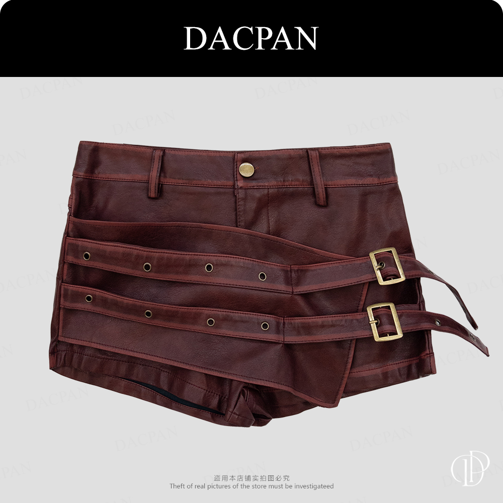 DACPAN-“辣妹地位”不规则卡扣皮短裤  2025/盼·PP 0568
