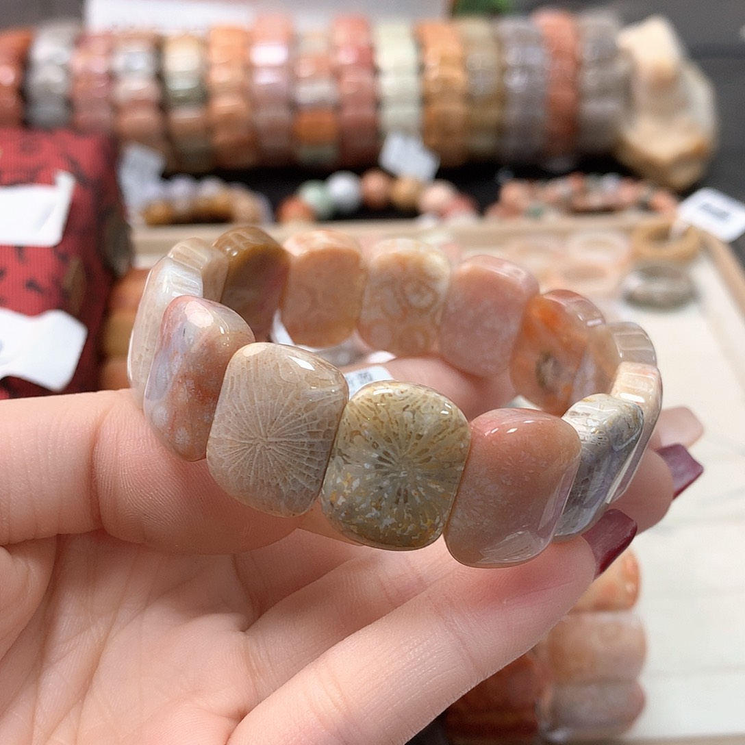 硅化珊瑚（珊瑚玉）手链未镶嵌超*笑251