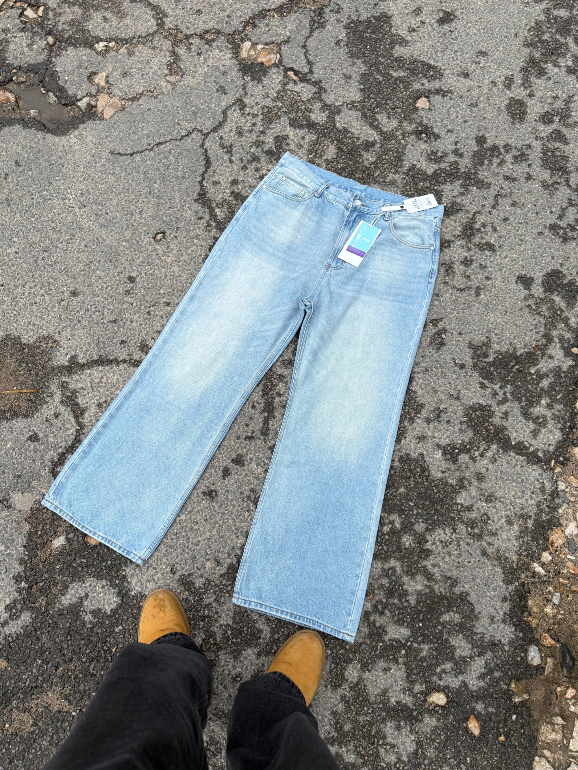 Y01 新款宽松直筒蓝色百搭休闲牛仔裤