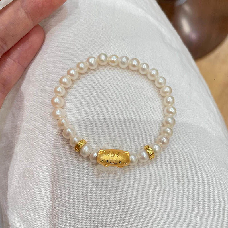 合金仿珍珠手链 合金仿珍珠手链法棍猫珠珠水贝手链手饰轻奢