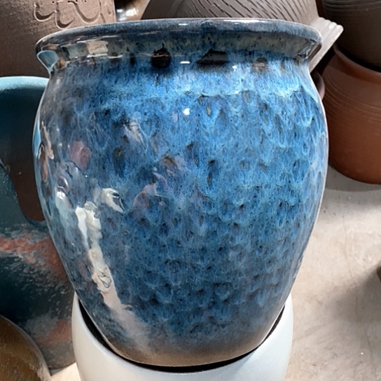 紫砂花盆口27高度30蓝色