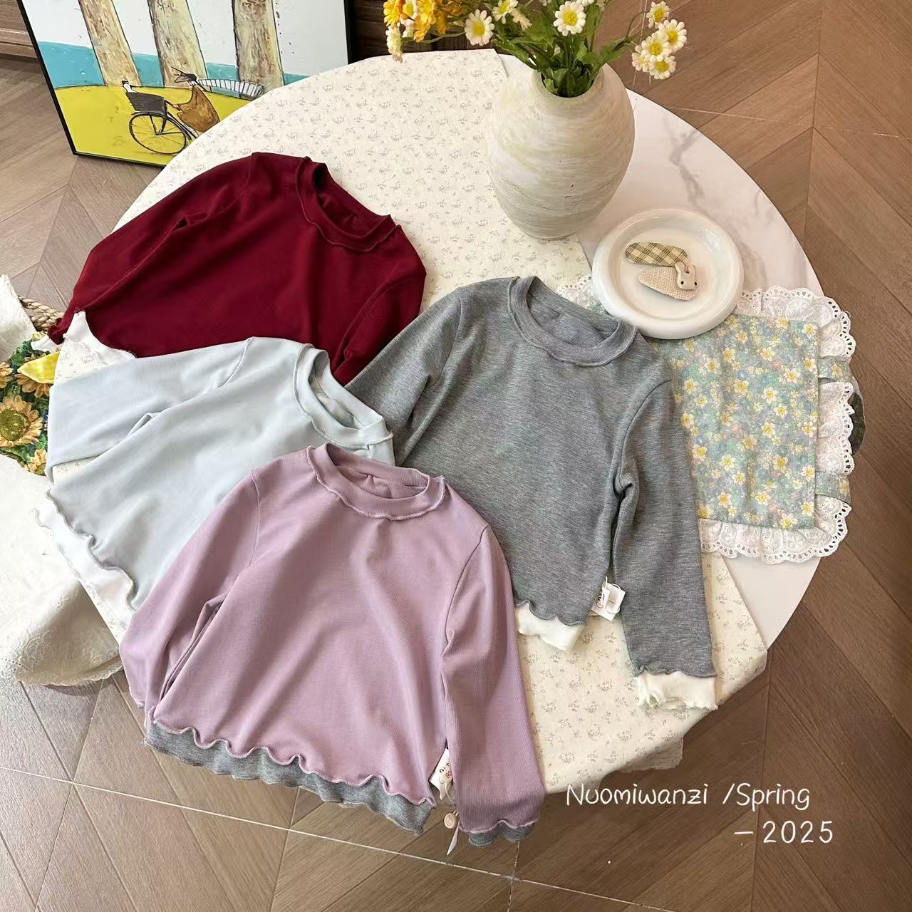 丸子十【现货】儿童韩系百搭洋气净版假两件打底衫（春款）WZJ-22009