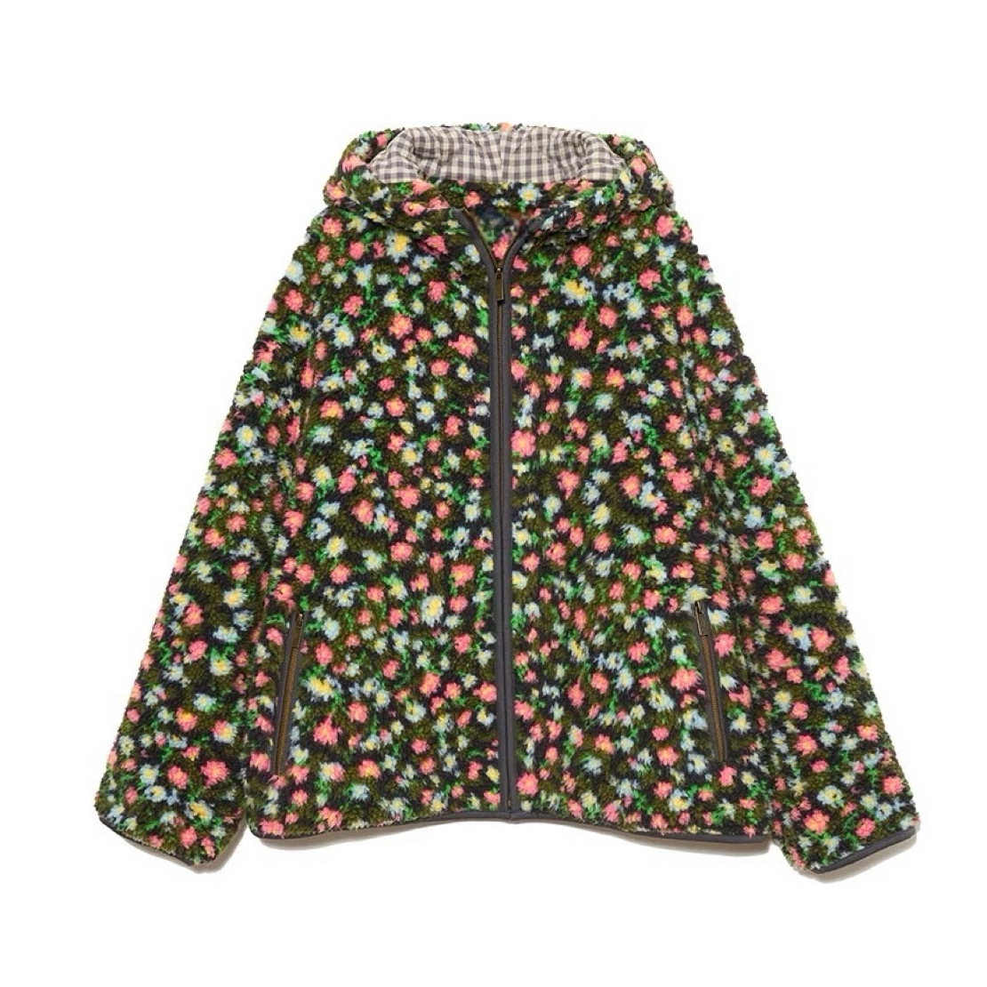 [新品]AUB设计师品牌25早秋摇粒绒碎花轻盈印花拉链连帽外套