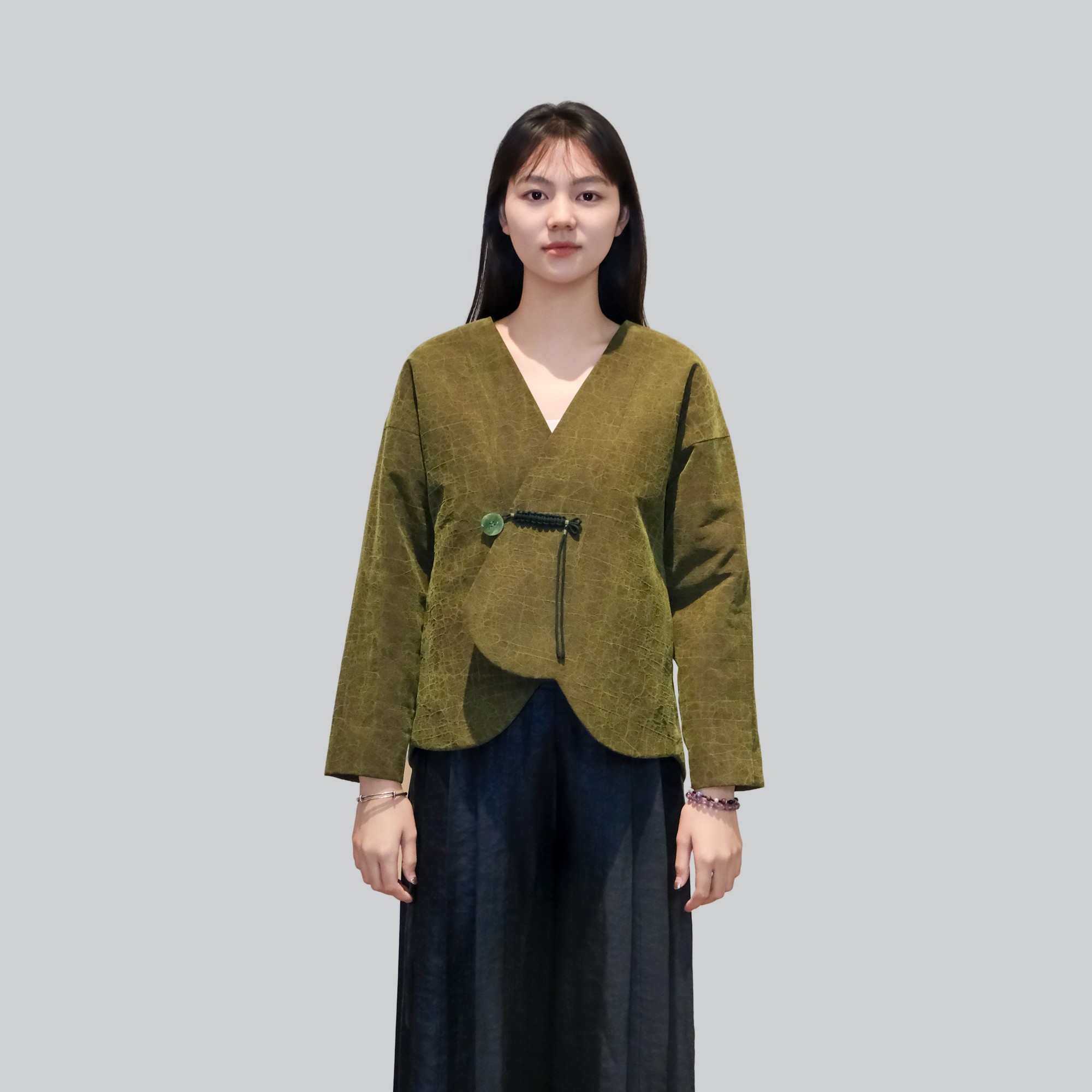 香云故里·秋香绿龟纹香云纱棉衣棉服棉外套上衣XB25-A05088