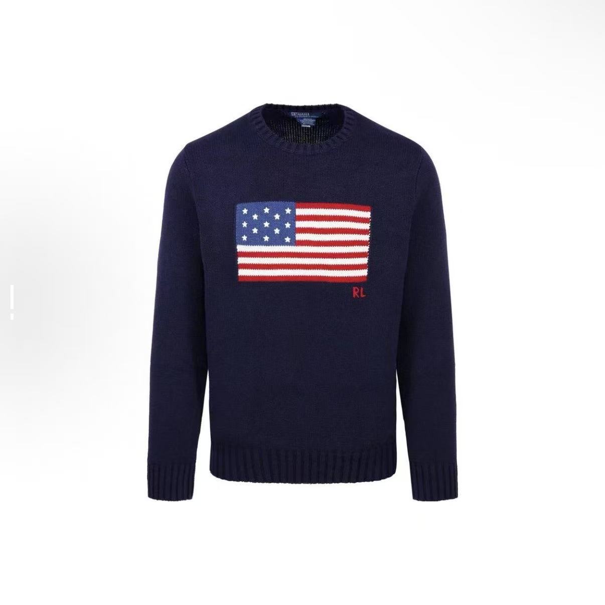 【林一专属】Ralph Lauren拉夫劳伦 美式国旗图案印花针织毛衣