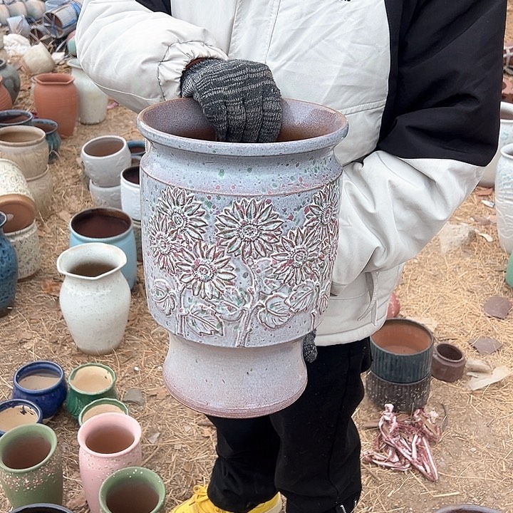 紫砂花盆高度32口21         