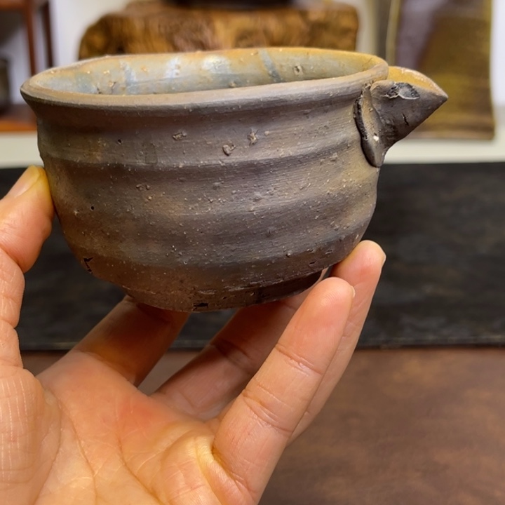 备前烧作品金重陶阳嘴巴有磕