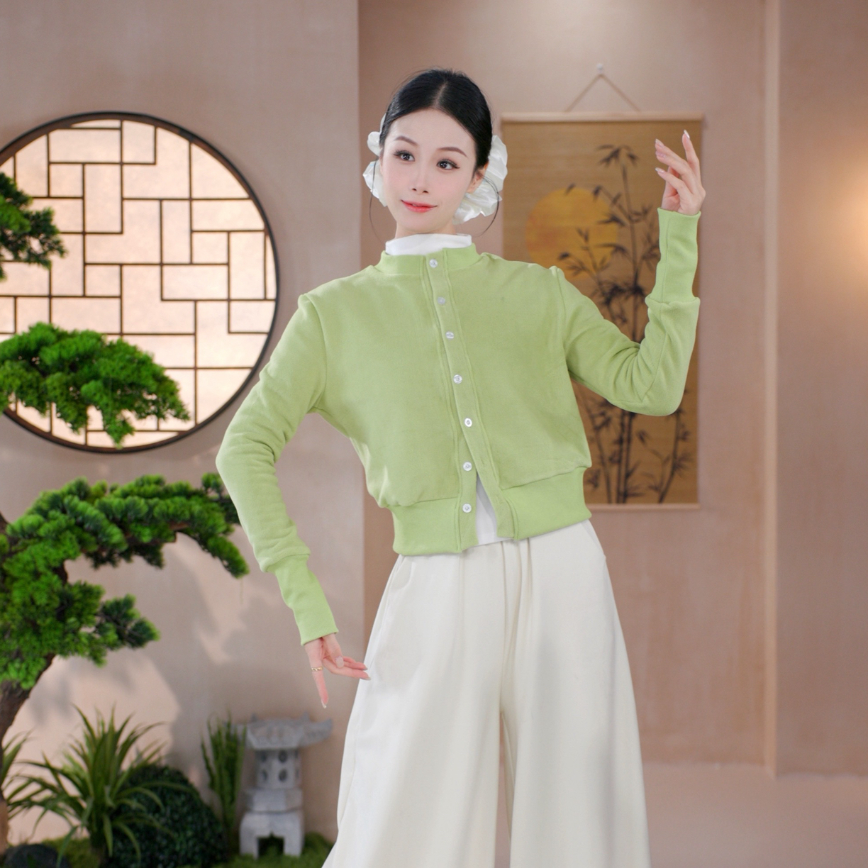 2025新款现代舞秋冬加厚排扣开衫日常练功古典舞中国舞舞蹈上衣贝
