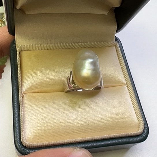 戒指银S925镶嵌海水珍珠