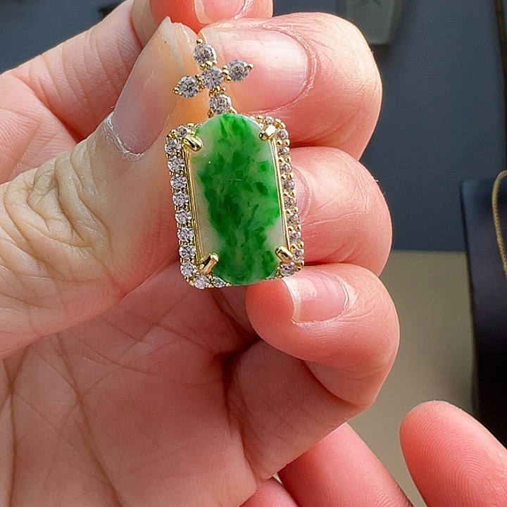 翡翠颈饰银S925镶嵌吊坠280