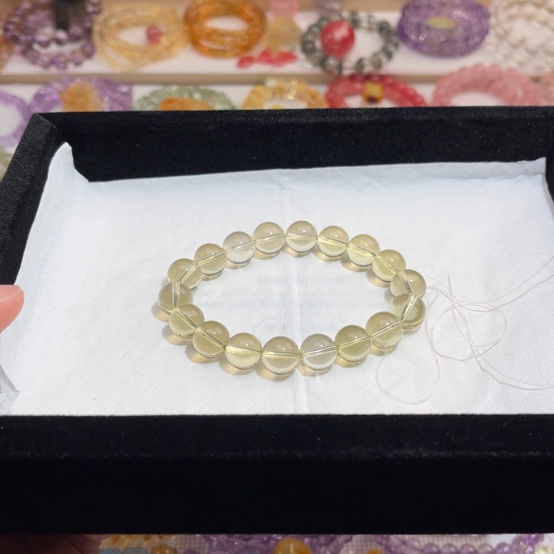 水晶手链未镶嵌11m竹叶青柠檬晶单圈