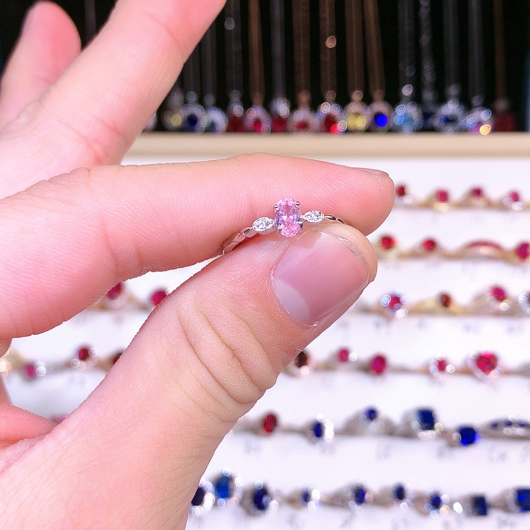 蓝宝石戒指银S925镶嵌