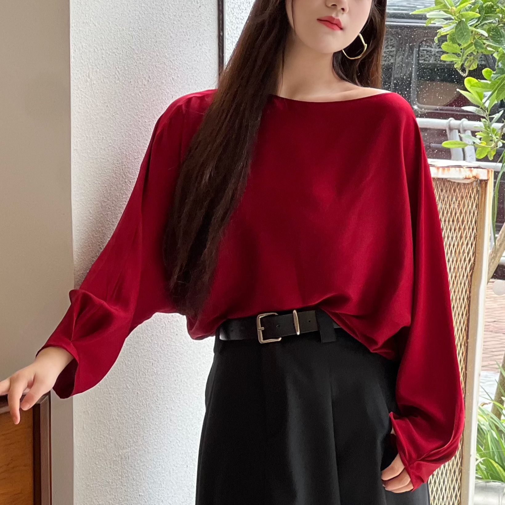 【夏日真丝】桑蚕丝衬衫复古港风蝙蝠袖显瘦设计感上衣