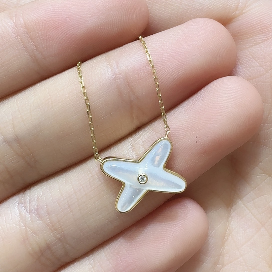 钻石项链18K金镶嵌交叉项链