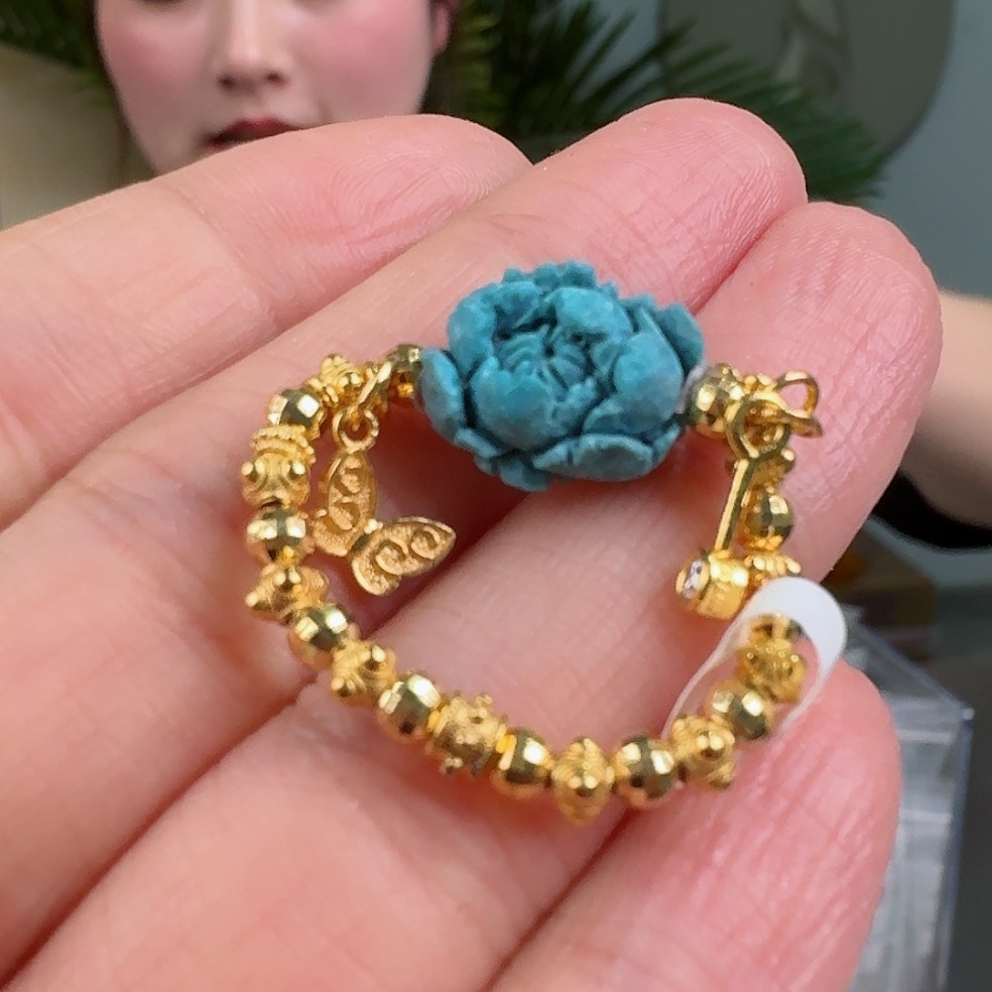 绿松石珠宝奇石18K金镶嵌