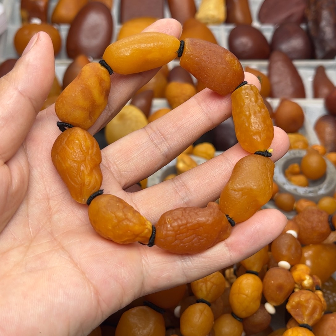琥珀裸石未镶嵌天然蜜蜡手串