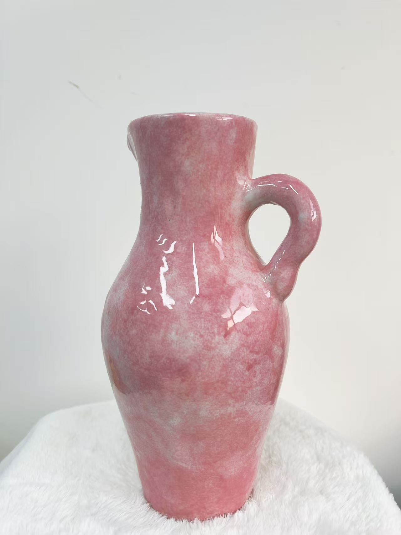 【小阿阮】粉色晕染手工艺陶瓷花瓶超夏天色系的家居插花软装摆饰！