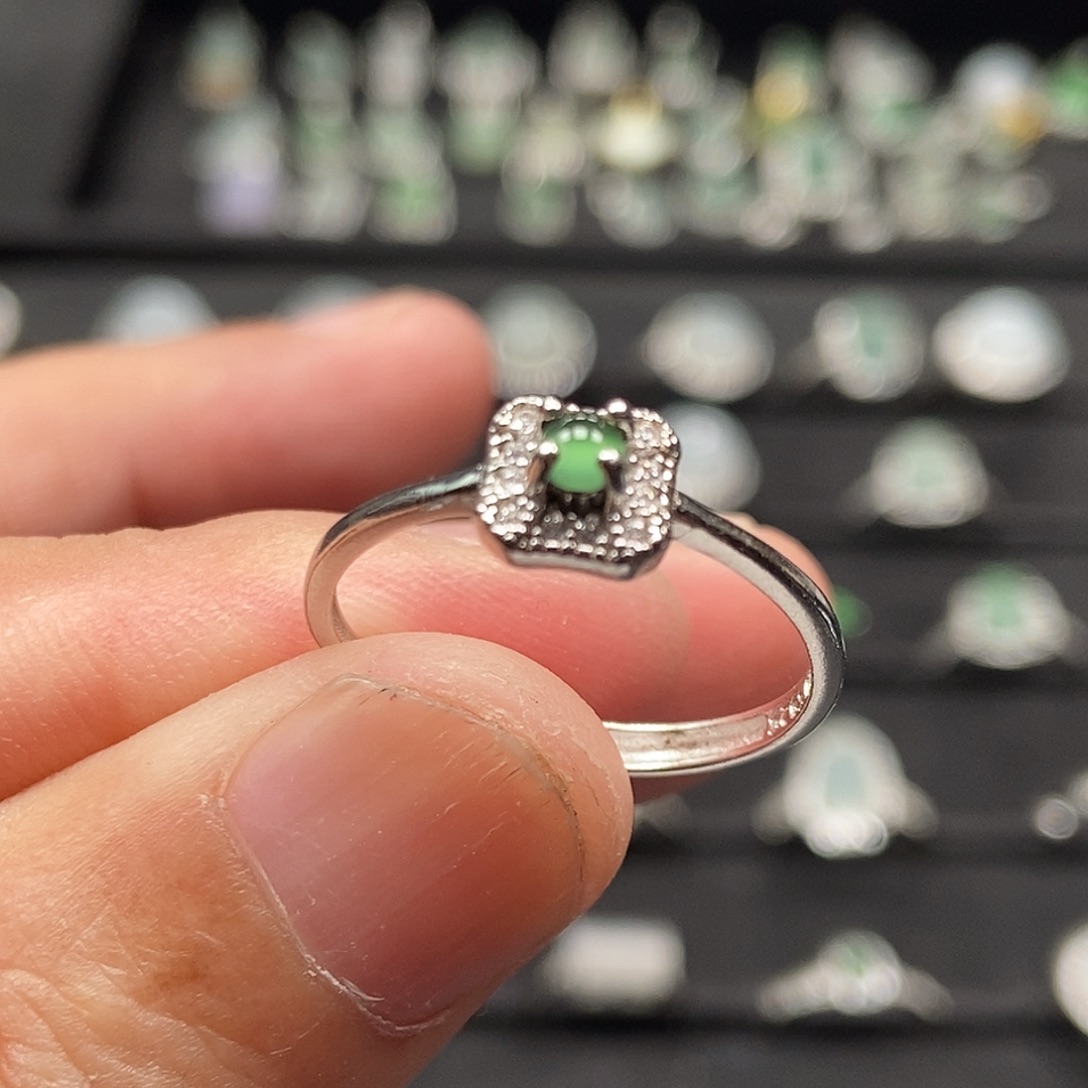 翡翠银S925镶嵌戒指