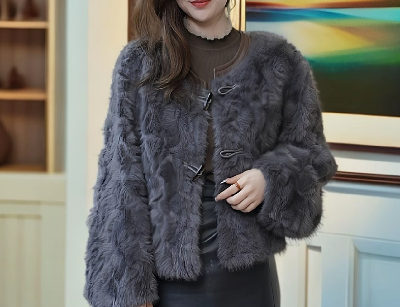 【8489】小香风皮毛一体—2025秋冬新款托斯卡纳皮毛一体外套