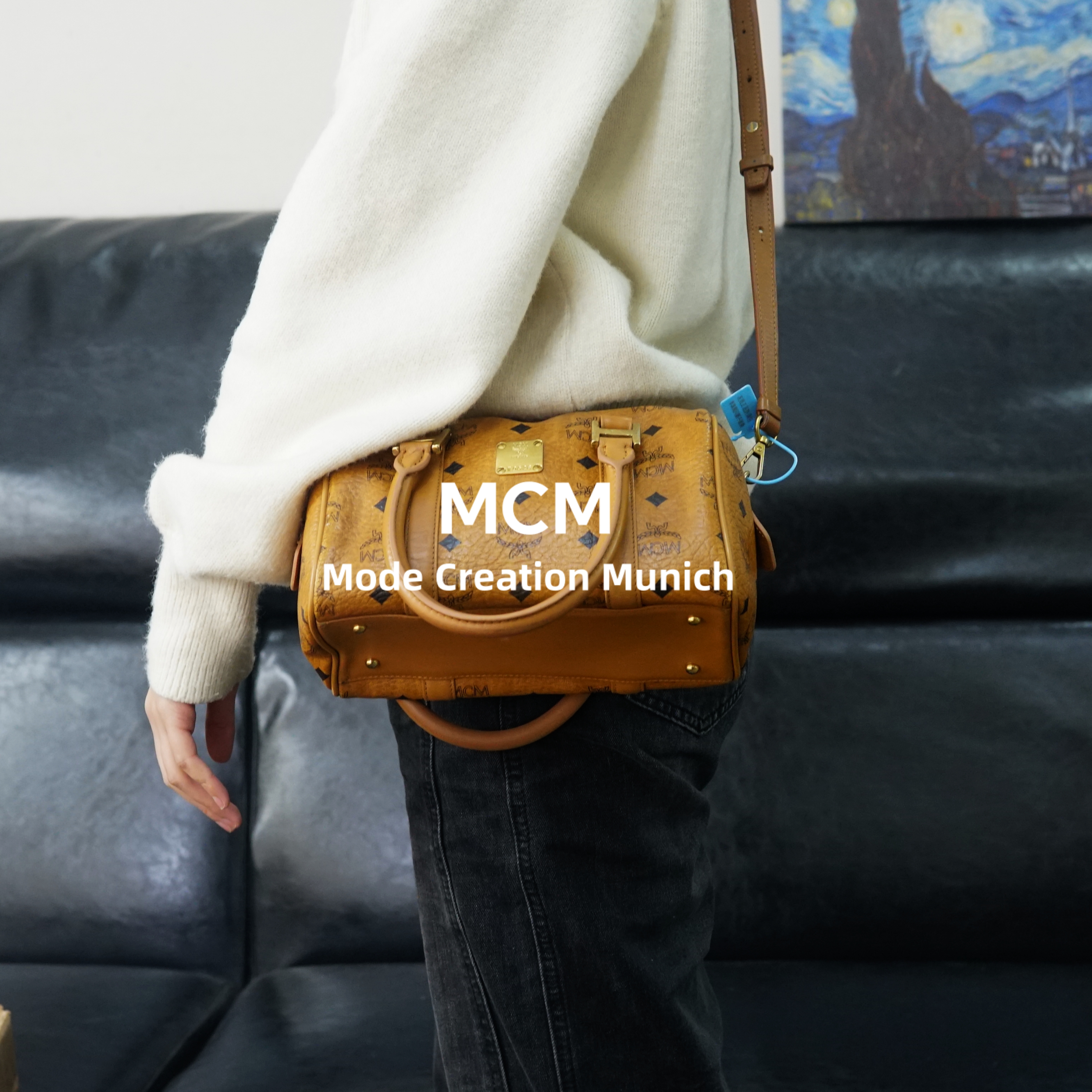 95新 MCM 干邑色斜挎包/ZT01727018/7018