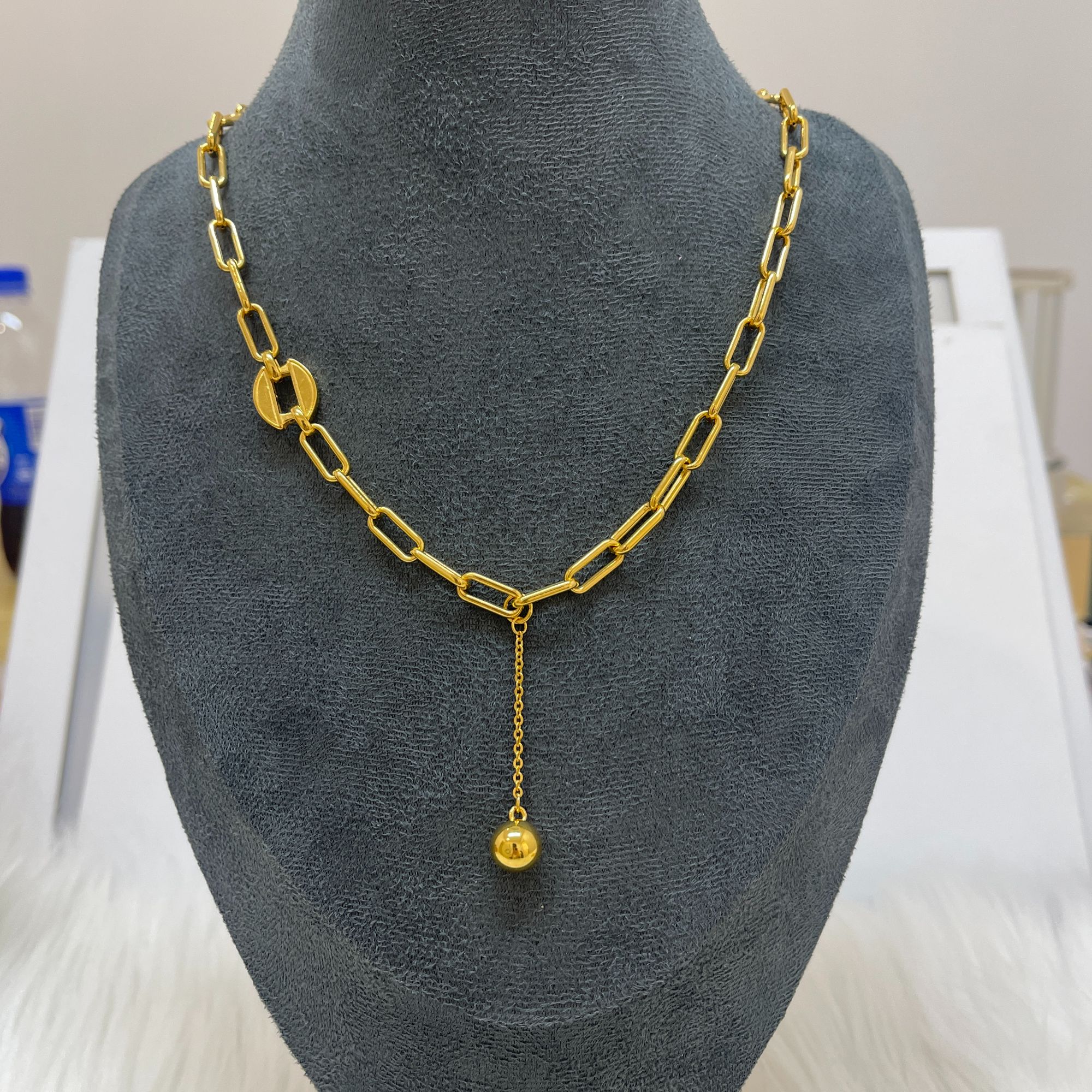 金兰黄金【流苏金珠项链】百搭项链时尚合集百搭双旦同庆