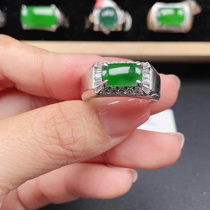 琪***力翡翠银S925镶嵌戒指编号3678包邮没运费险