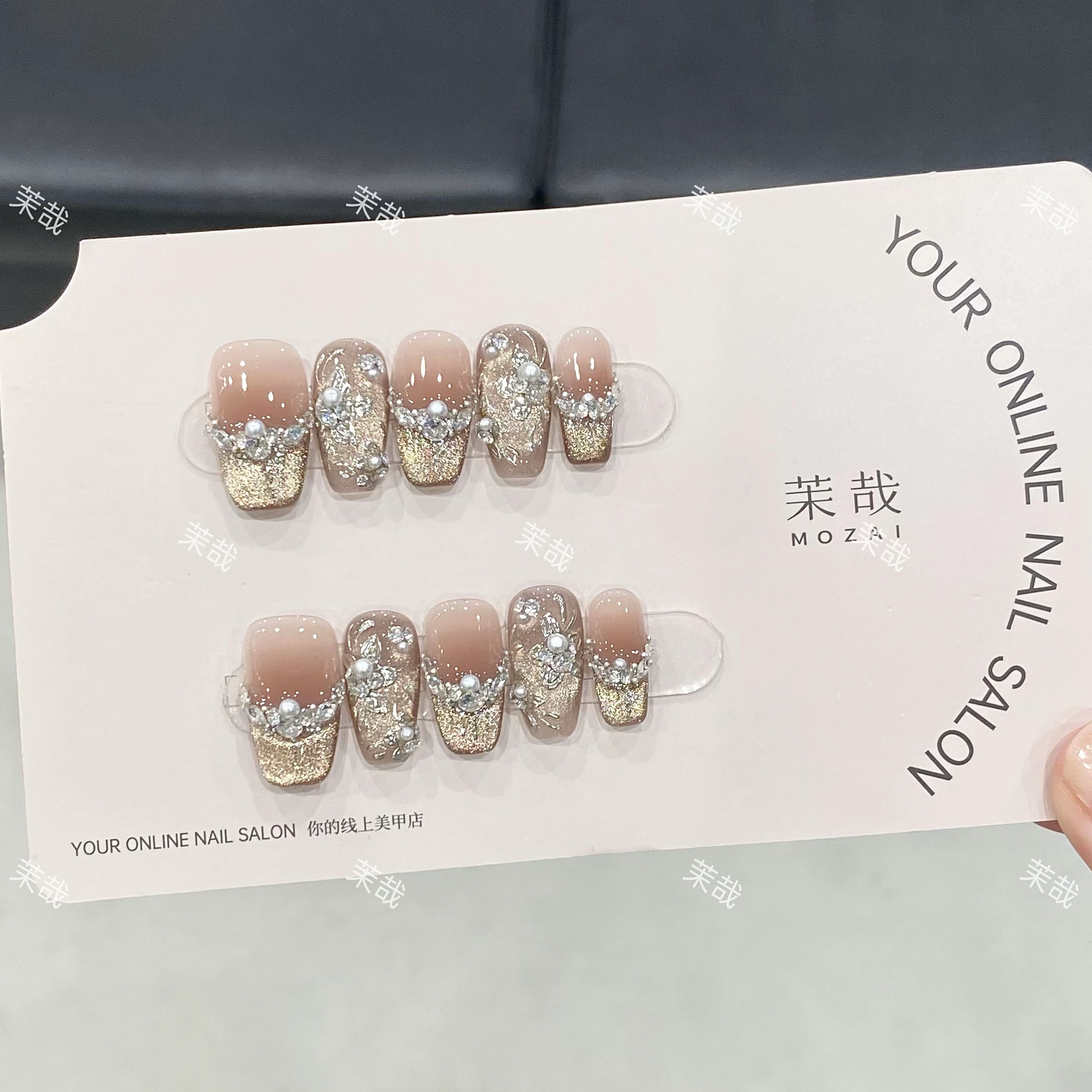 茉哉瑞瑞【复古珐琅】纯手工定制美甲拆卸穿戴甲A3618