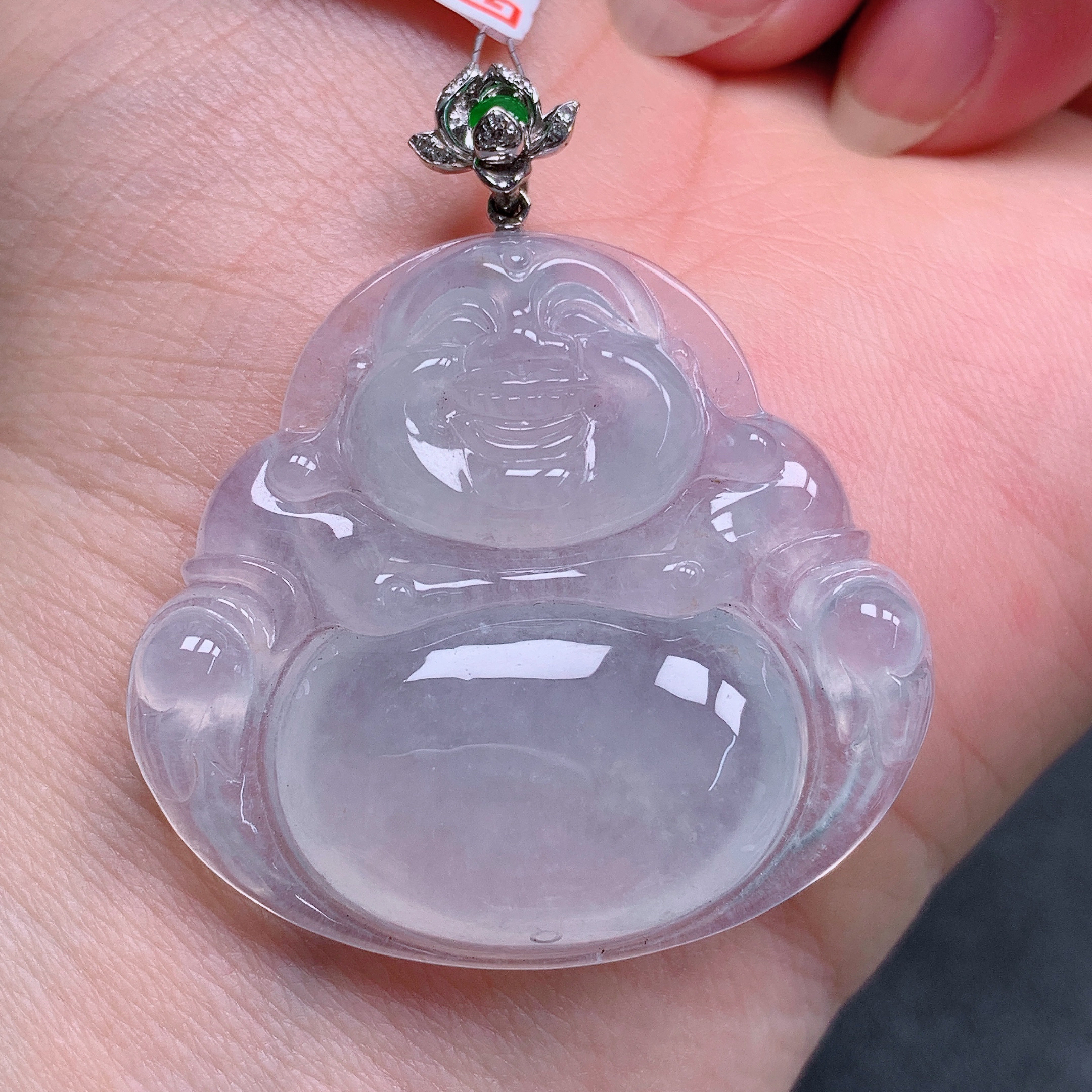 天然缅甸翡翠A货18k正冰佛公气质精美尺寸33.8*36.6*6.3 284