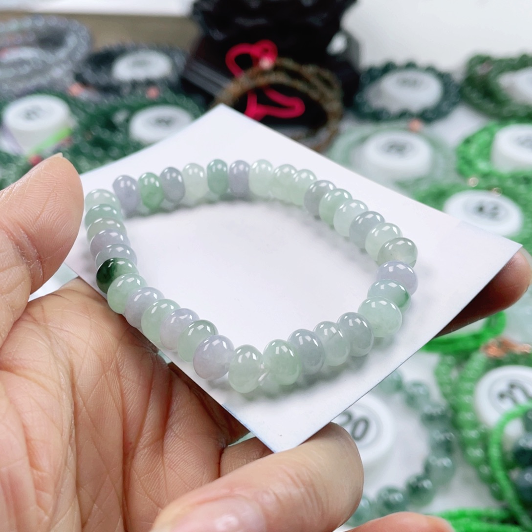 翡翠戒指未镶嵌山*岚天然翡翠手串7.8mm