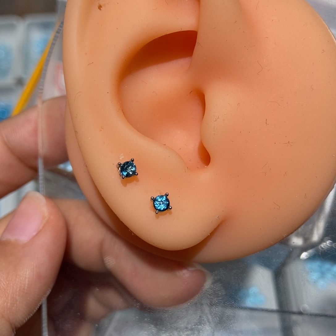 托帕石银S925镶嵌耳饰