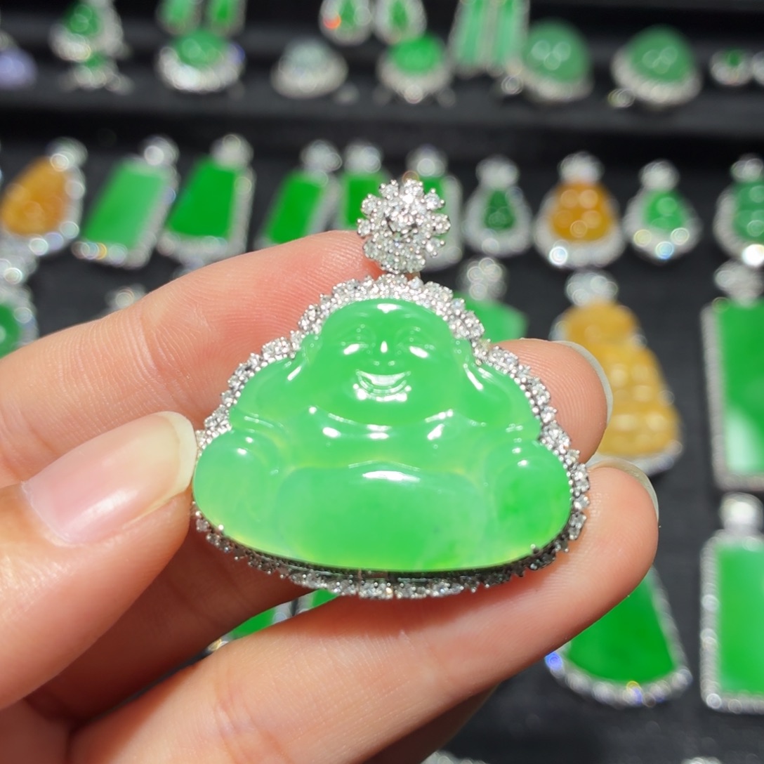 翡翠18K金镶嵌吊坠(不含链)100号