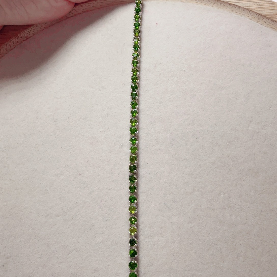 透辉石手链银S925镶嵌国首质检