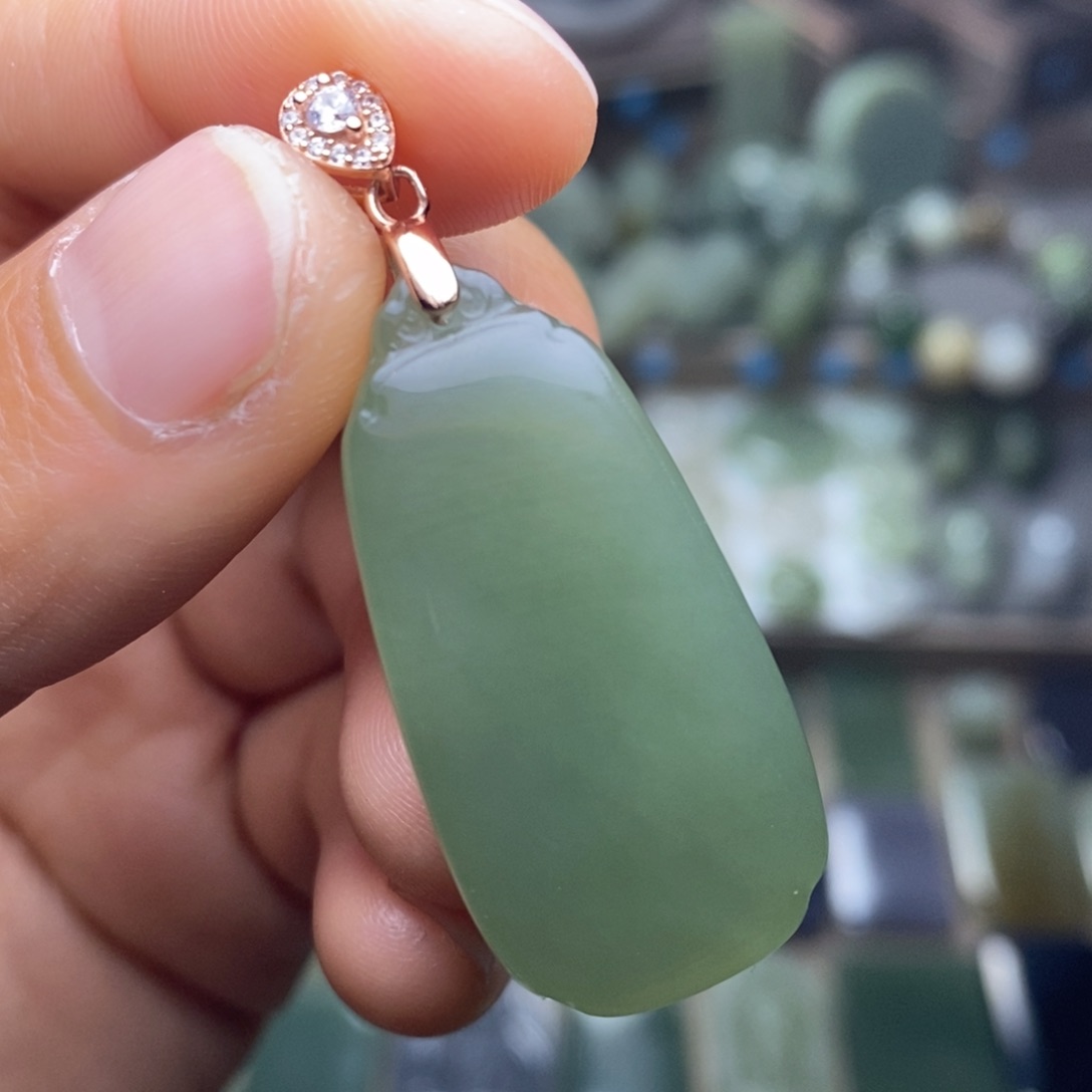 和田玉颈饰银S925镶嵌