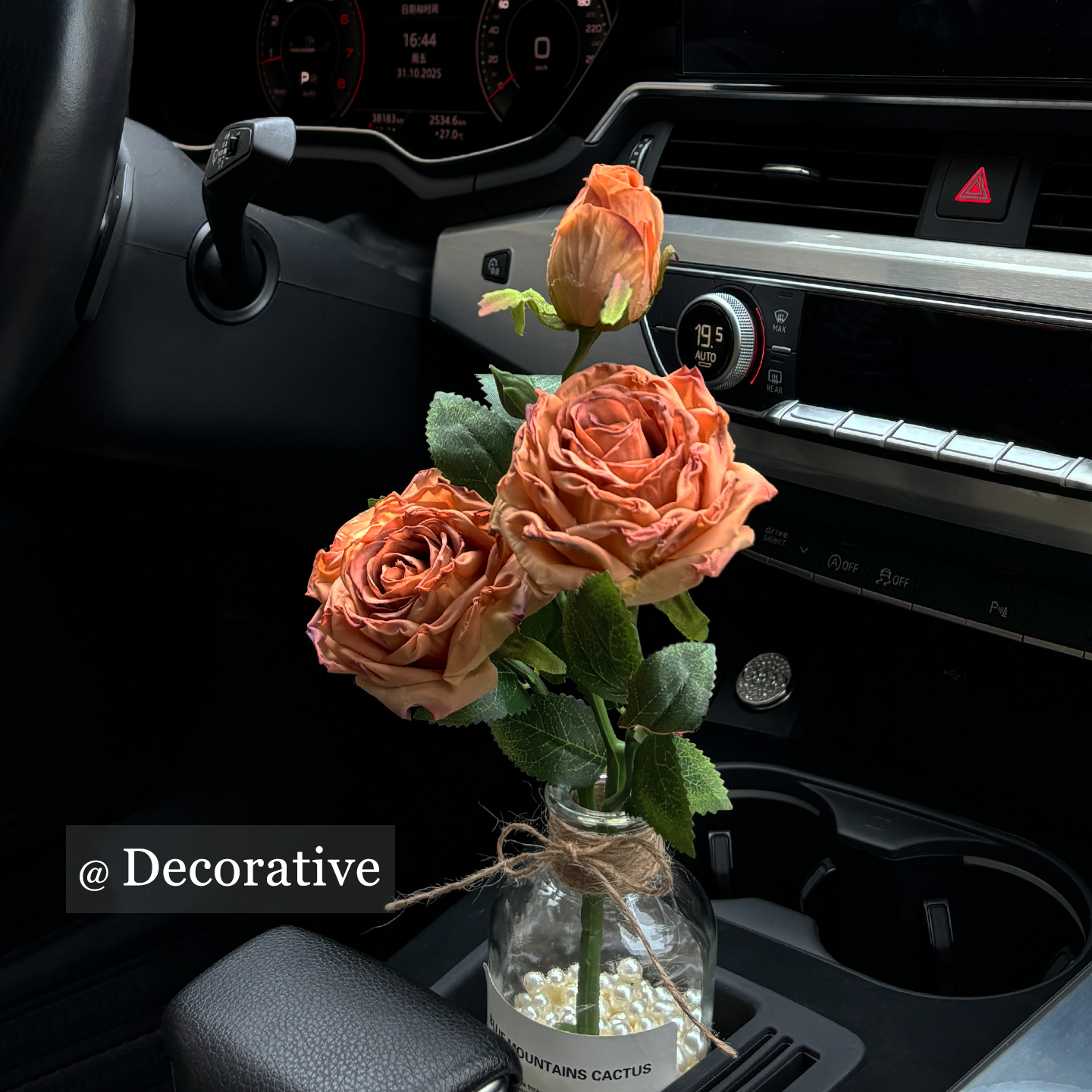 Eolfi汽车玫瑰花仿真花束ins风车内中控台摆件装饰品高级网红款