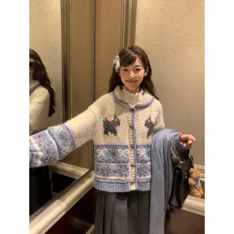 Jiang jam/姜姜姜酱复古少女感费尔岛毛衣羊毛外套