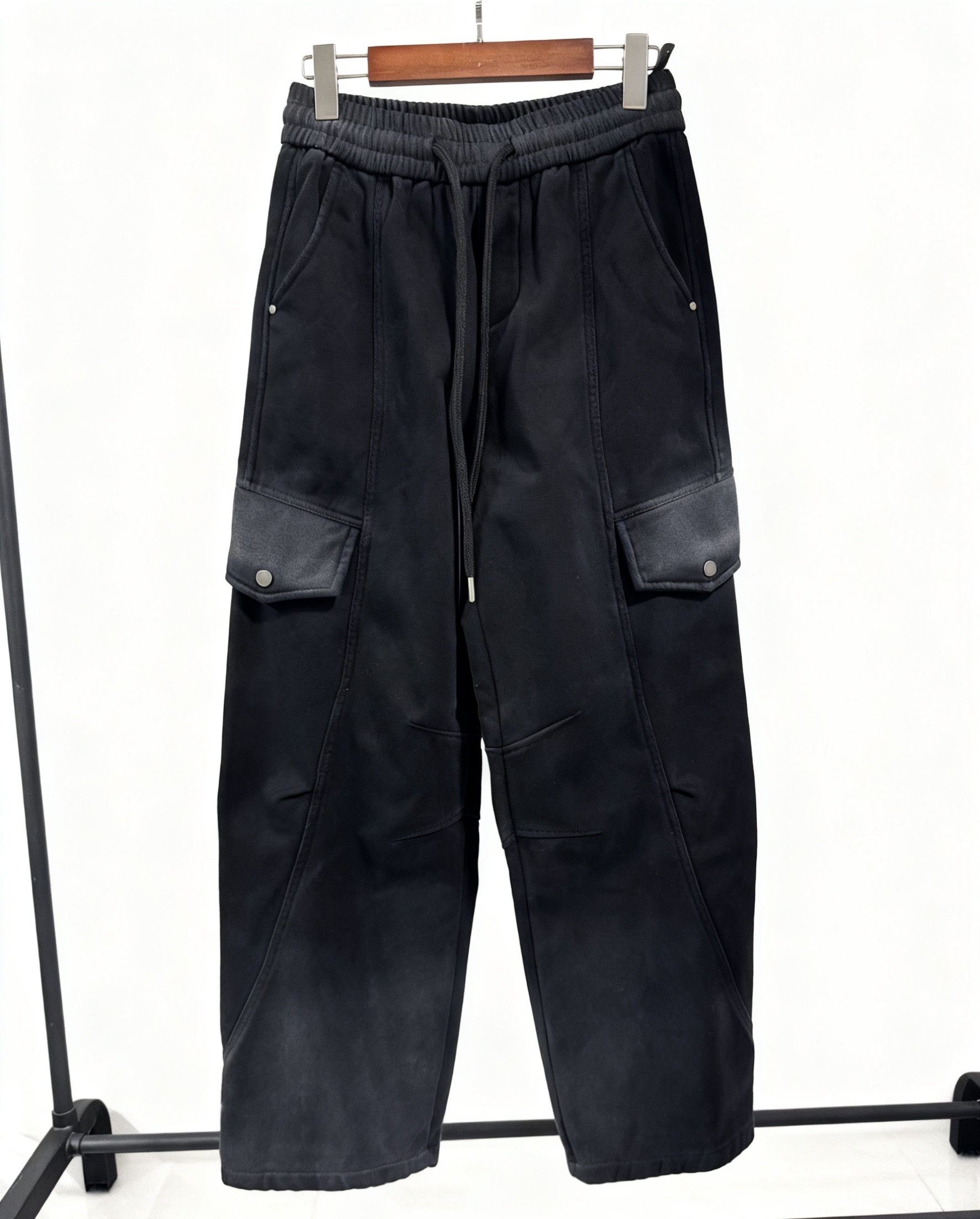 长裤扎染直筒裤中腰男加绒加厚休闲裤秋冬弯刀口袋男装百搭