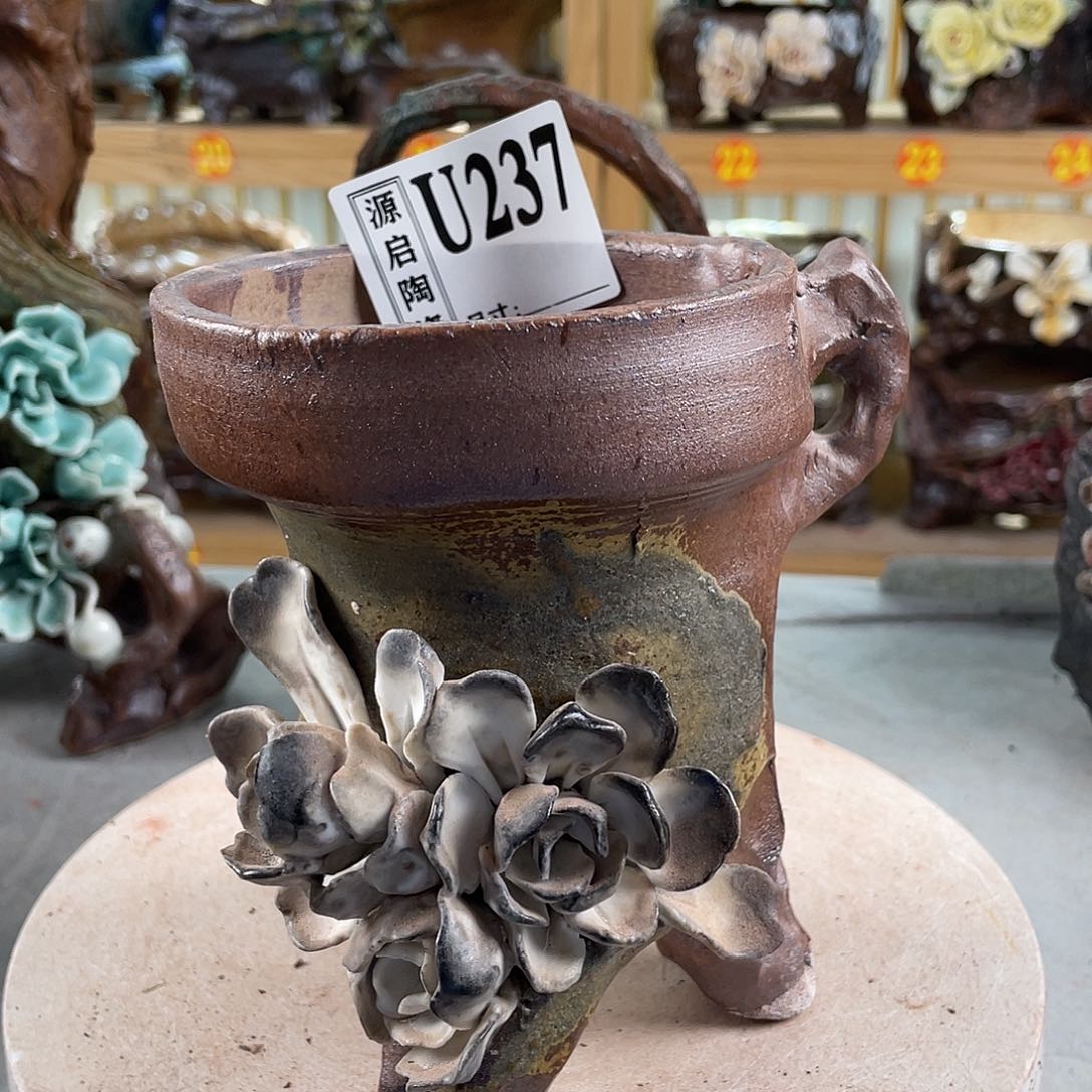 紫砂花盆景德镇陶瓷花盆237