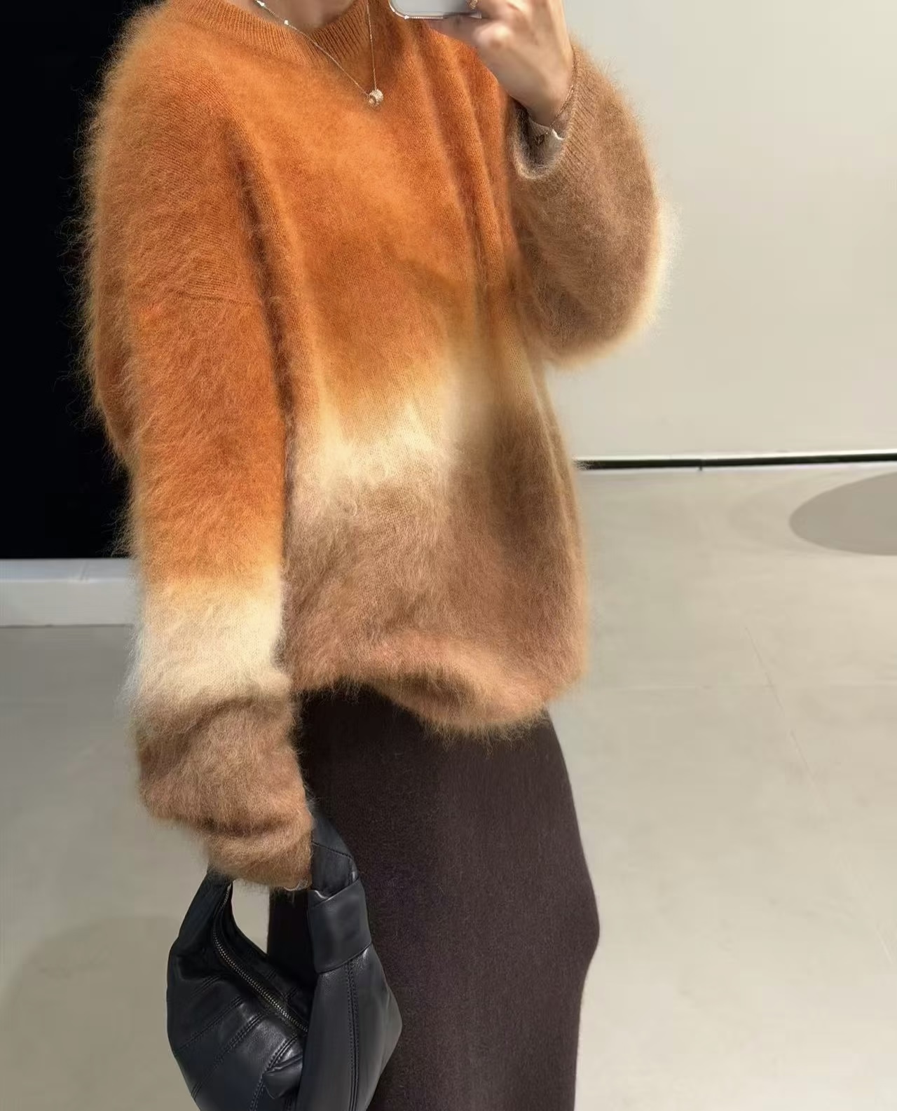 女保暖加厚毛衣加厚圆领秋冬内搭韩版羊毛拉毛毛衣宽松落日余晖