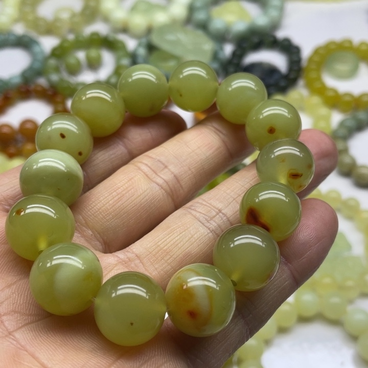 蛇纹石玉手串16未镶嵌