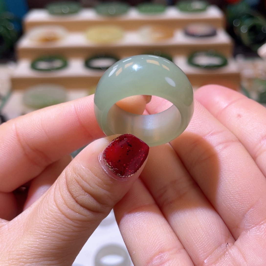 和田玉冰晴扳指内径20-21未镶嵌