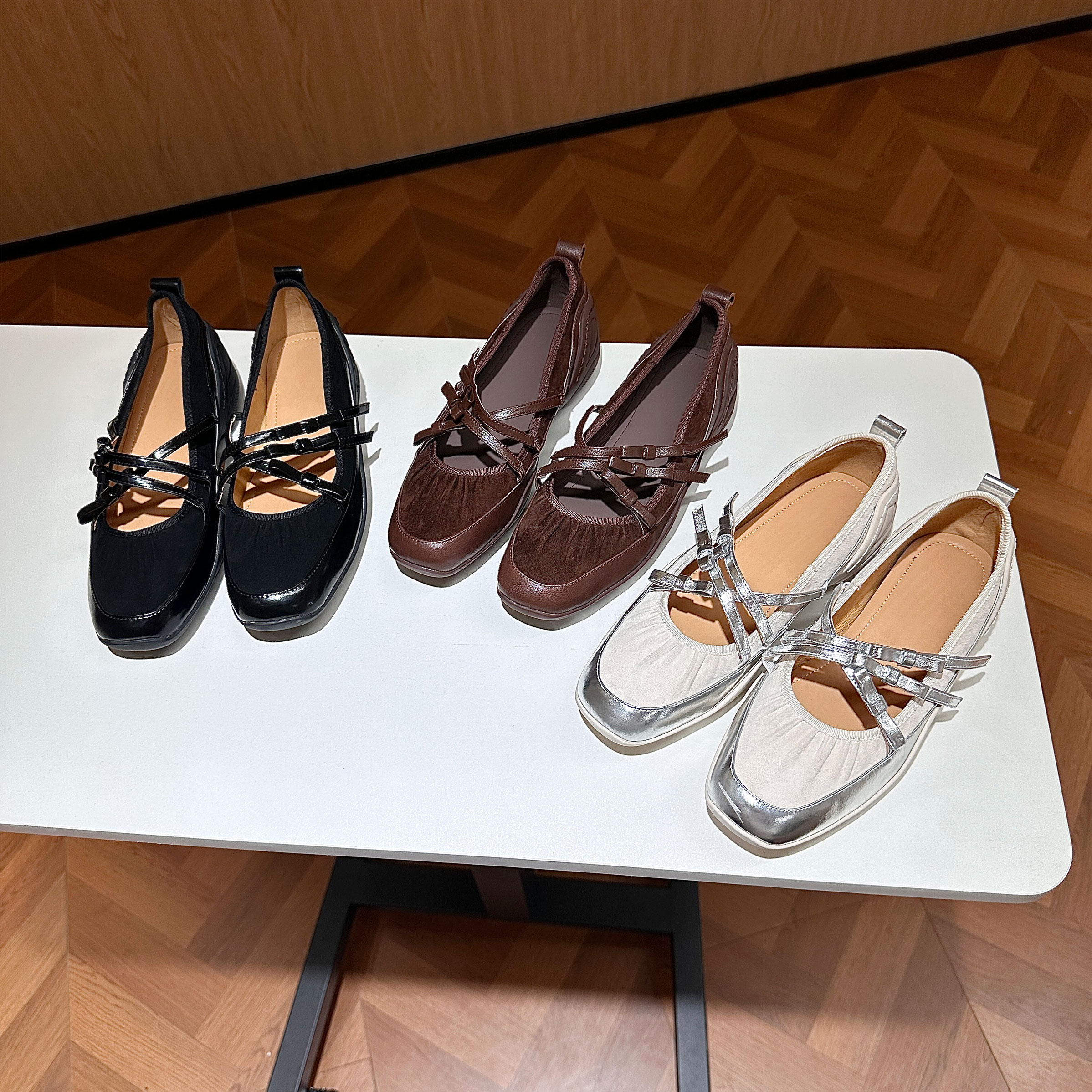 【静静老板娘】单鞋气质蝴蝶结增高中跟皮鞋玛丽珍厚款圆头B7859