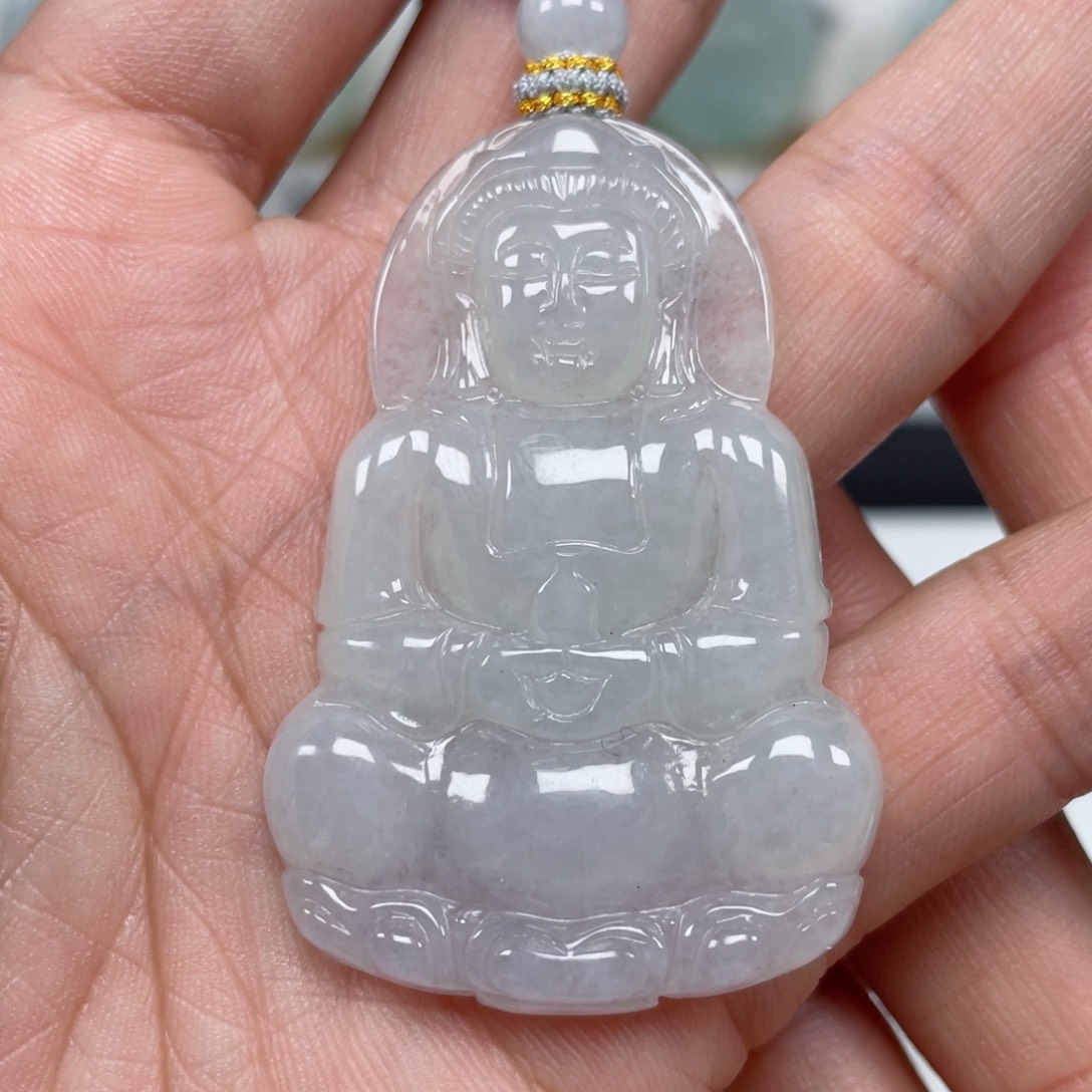 翡翠颈饰未镶嵌天然翡翠A货观音99号