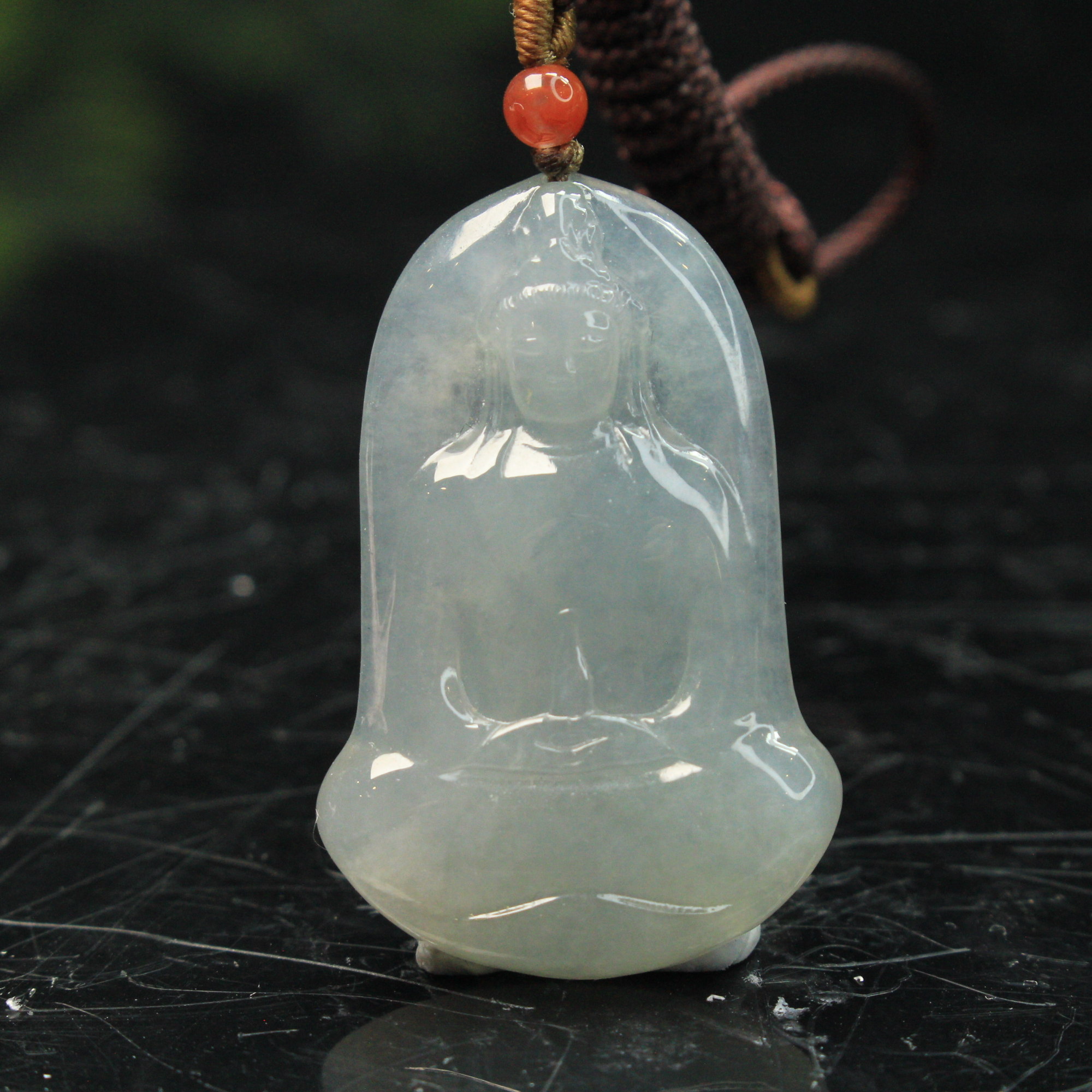 9ZB天然缅甸A货翡翠素衣观音吊坠/800118嘉禾臻宝