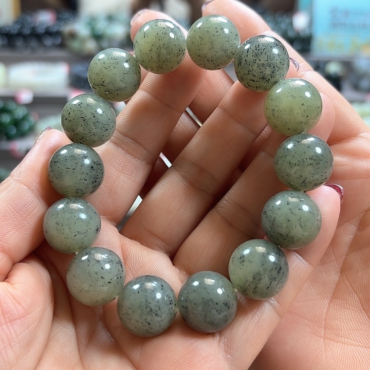 和田玉手链未镶嵌新疆若羌青黄口料青花卡16