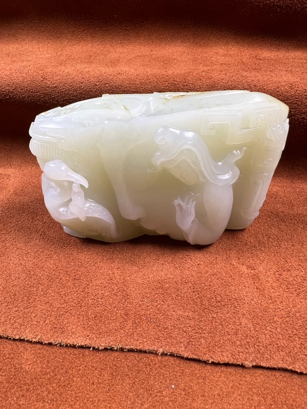 和田玉后满皮悟道摆件