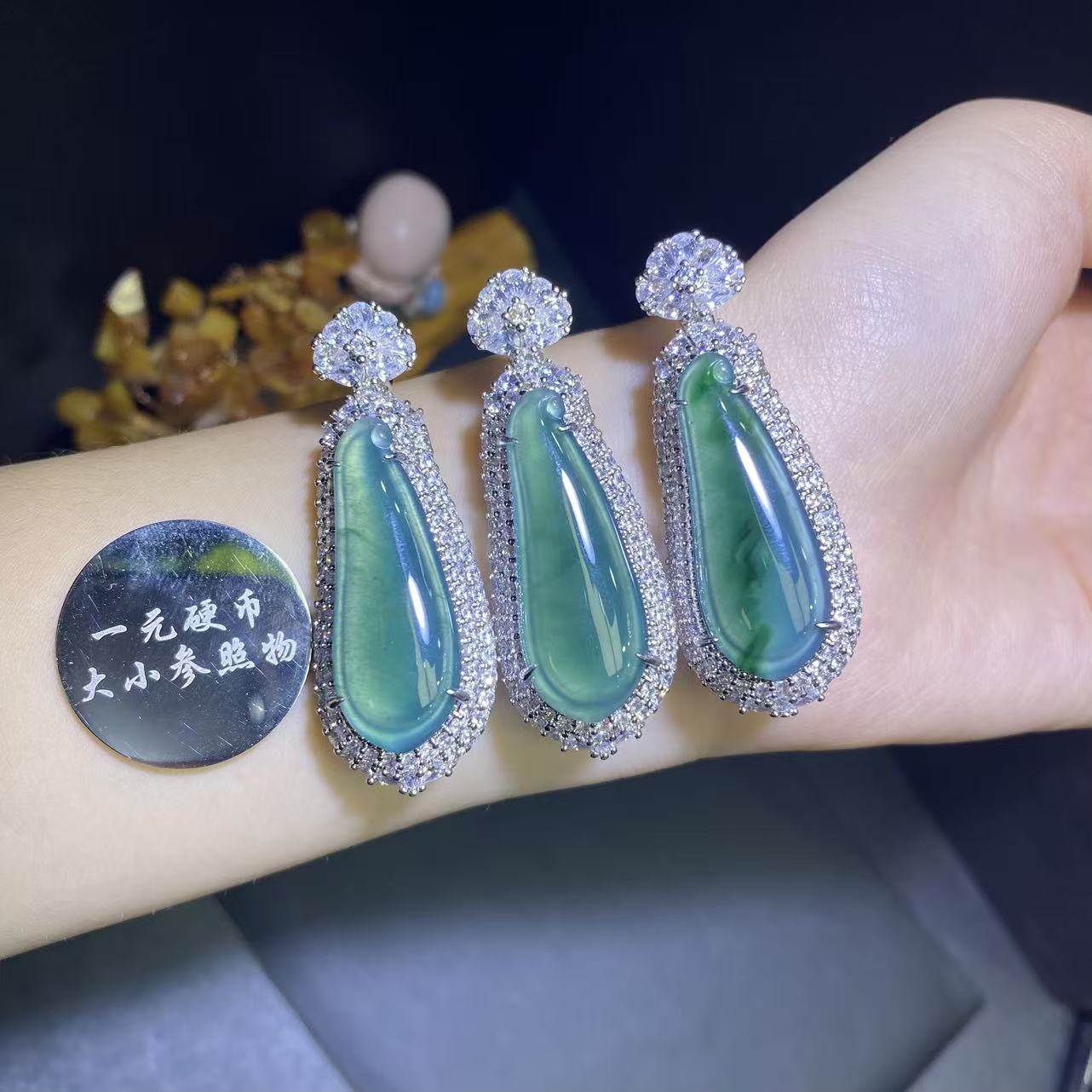 JAT5496-A货翡翠福瓜吊坠-配麻花链-多样性发货只发一件