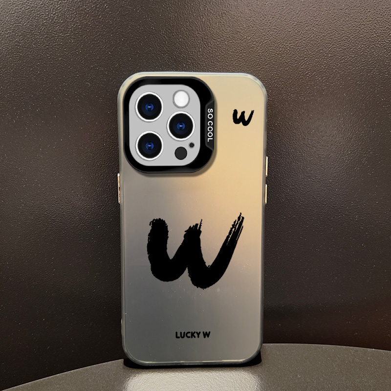 英文W-IMD彩银黑手机壳适用于多款机型透明田柾国